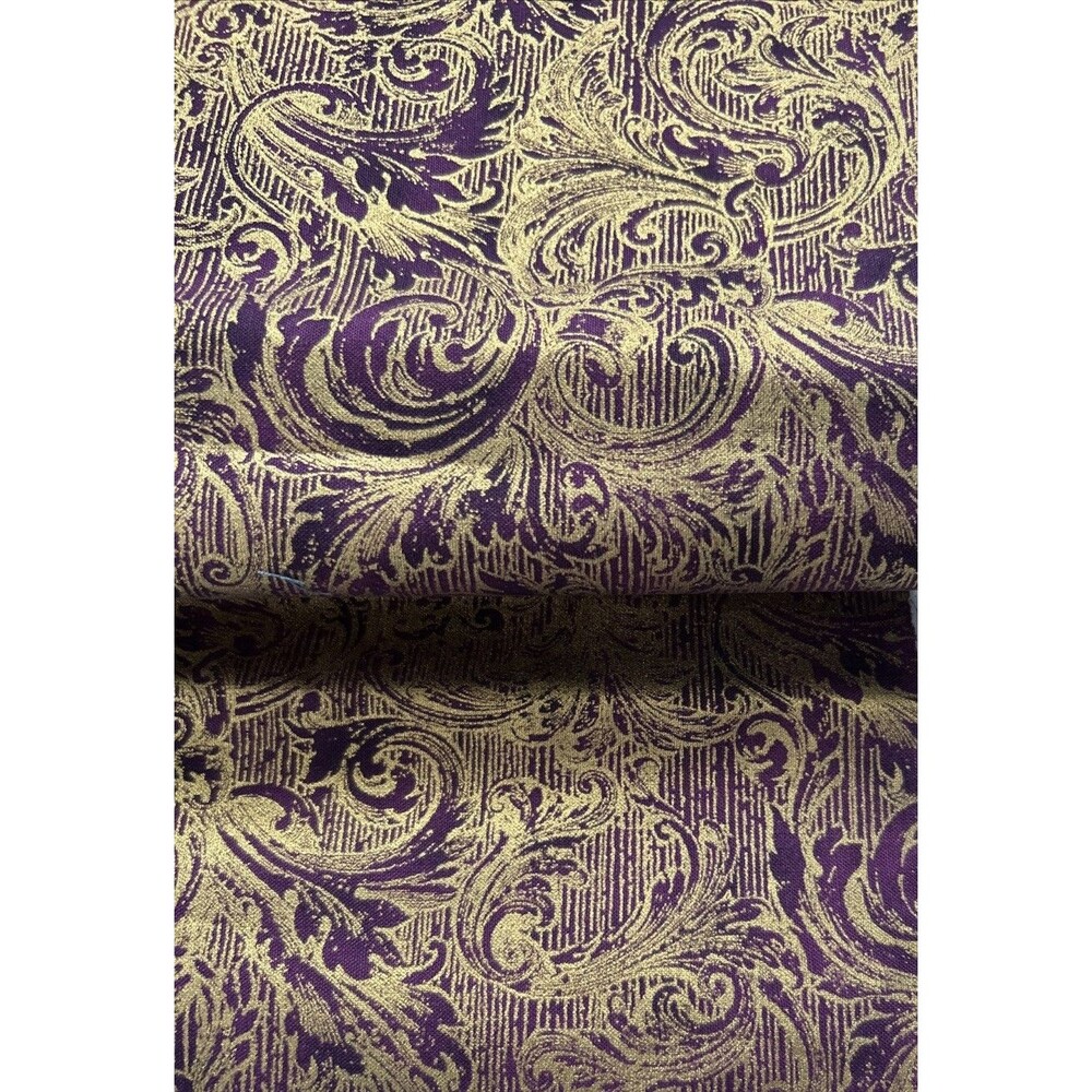 Robert Kaufman Fusions Cotton Quilting Sewing Fabric Purple Gold Metallic 1 Yd
